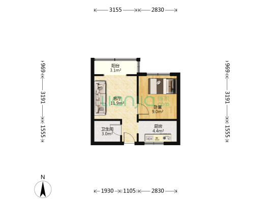 新雅中街12号 1室1厅1卫 40平方