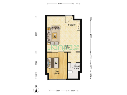 瑞豪酒店 1室1厅1卫 72平方