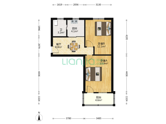 民族路 2室1厅1卫 50平方