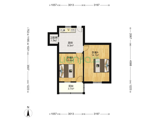 五爱路 2室0厅1卫 55平方