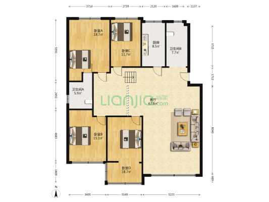 屏山街70号 4室1厅2卫 173平方