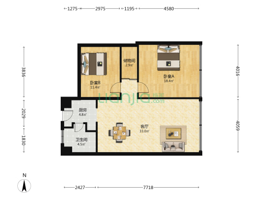 宝龙海上仙街 2室1厅1卫 108平方