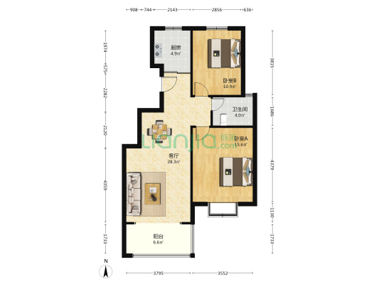 华美雅居 2室1厅1卫 88平方