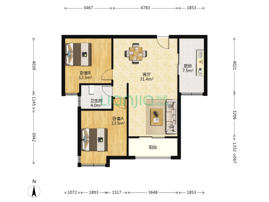 礼和苑 2室1厅1卫 99平方