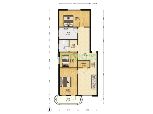 兰沁苑 3室1厅1卫 102平方