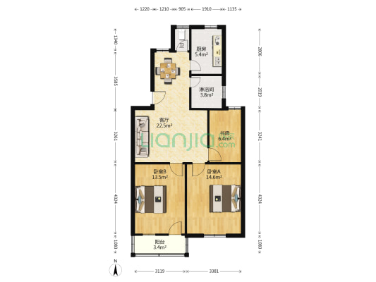 毓龙公园5#组团 3室1厅2卫 88平方