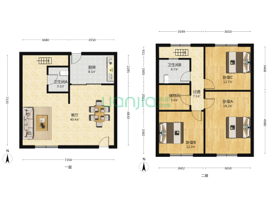 同里镇屯村 3室1厅2卫 132平方