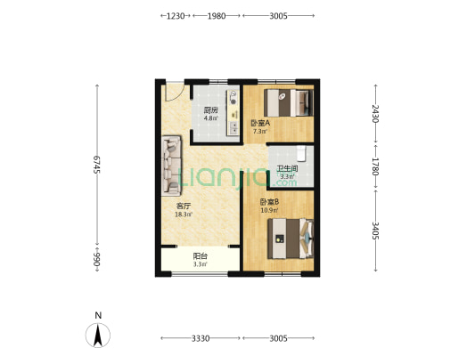 浭阳馨苑 2室1厅1卫 70平方