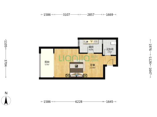 望城国际公馆 1室0厅1卫 51平方