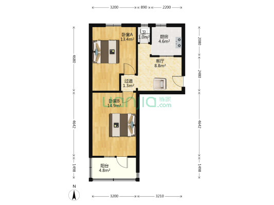 乔屯楼 2室1厅1卫 58平方