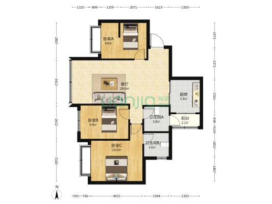 碧桂园·璟溪府 3室1厅2卫 99平方