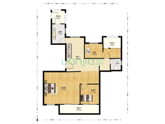 国瑞府 3室1厅1卫 162平方