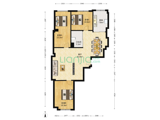 临江雅苑 3室1厅1卫 128平方