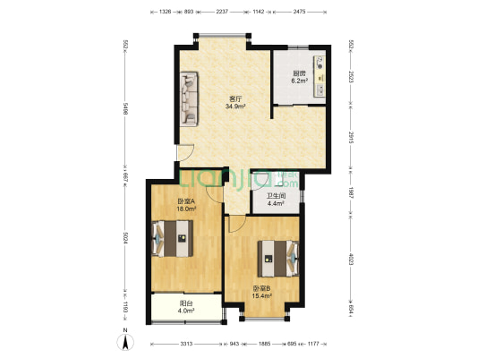 钢花南苑 2室1厅1卫 99平方