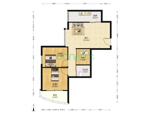 兴文里大厦 3室1厅1卫 105平方