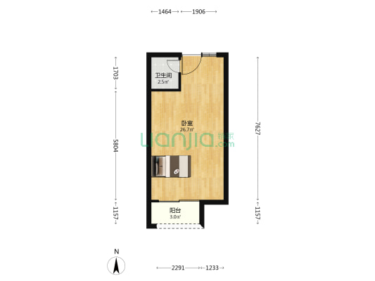 绿地铂创园 1室0厅1卫 43平方