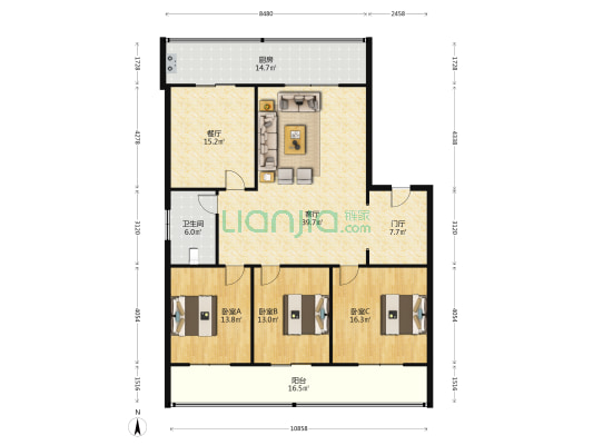 山西汽运集团东岗路宿舍 3室2厅1卫 156平方