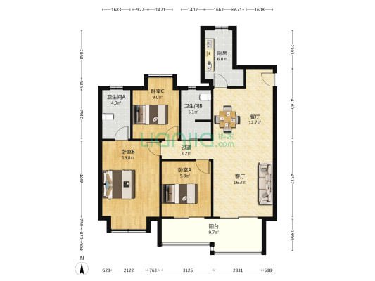 德诚翠珑湾 3室2厅2卫 120平方