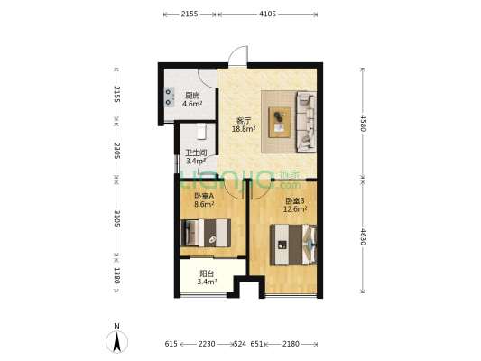 锦程公寓 2室1厅1卫 79平方