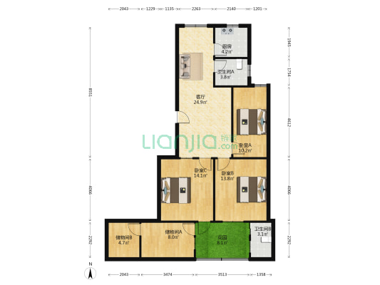河滨路5号 3室1厅2卫 88平方