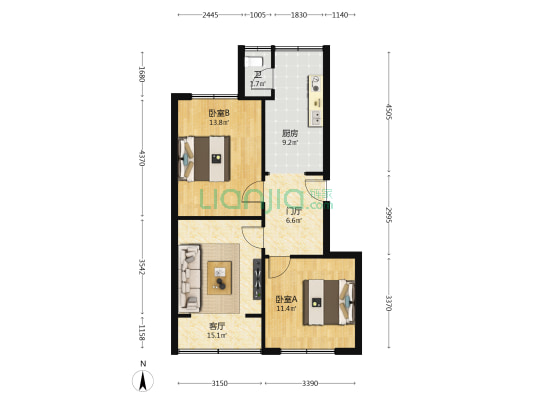 豆腐巷54号 2室1厅1卫 63平方