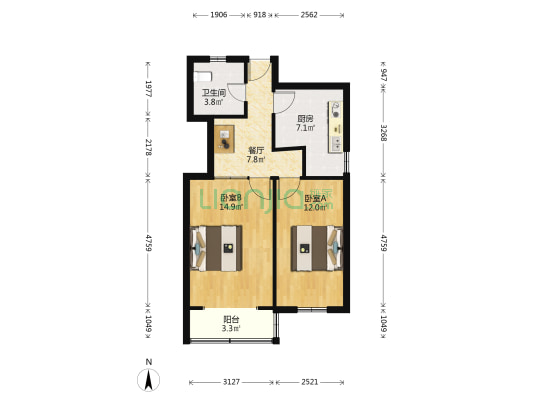 锦岩小区 2室1厅1卫 66平方