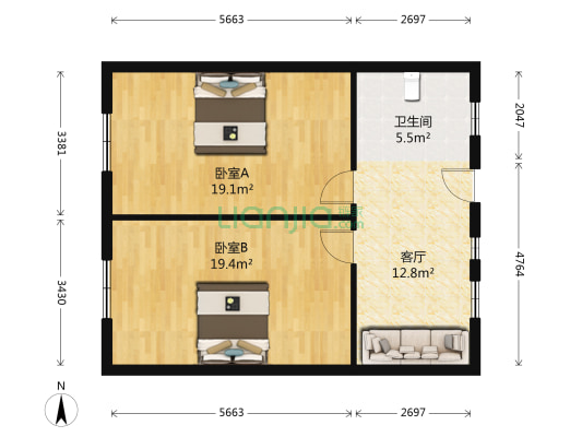 二经街 2室1厅1卫 70平方
