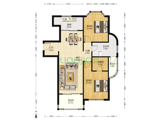 惠龙公寓 2室1厅1卫 117平方