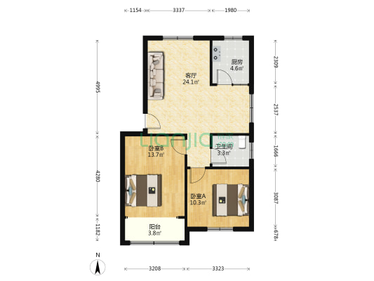昌泰花苑 2室1厅1卫 75平方
