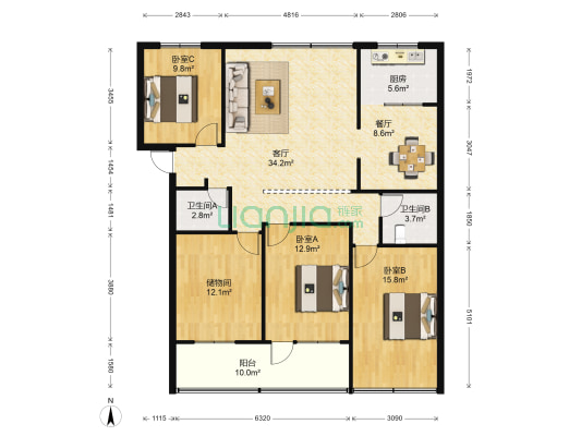 三马东路 3室2厅2卫 130平方