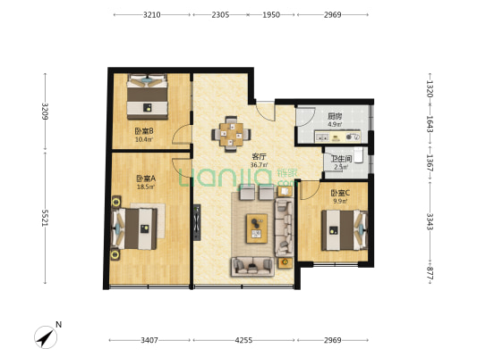 先锋街一段92号 3室1厅1卫 106平方