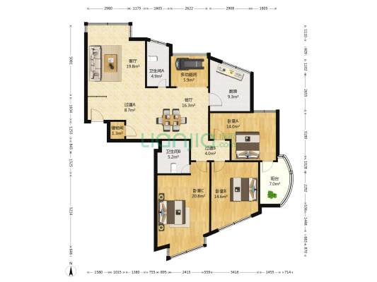 巴黎春天 4室2厅2卫 155平方