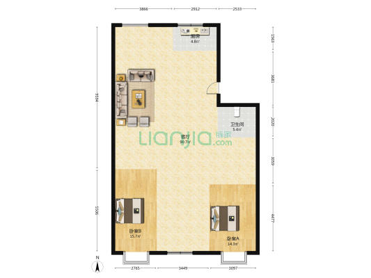 象楠居 2室1厅1卫 155平方