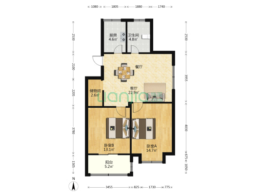 福臻小区 2室1厅1卫 82平方