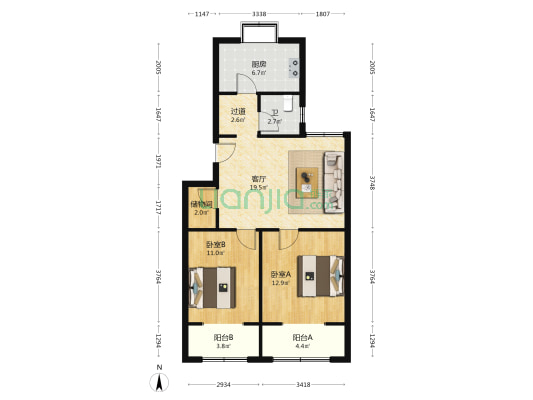 景明街4号院 2室1厅1卫 79平方