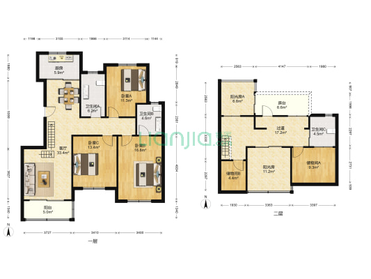 春城家园A区 3室1厅3卫 125平方