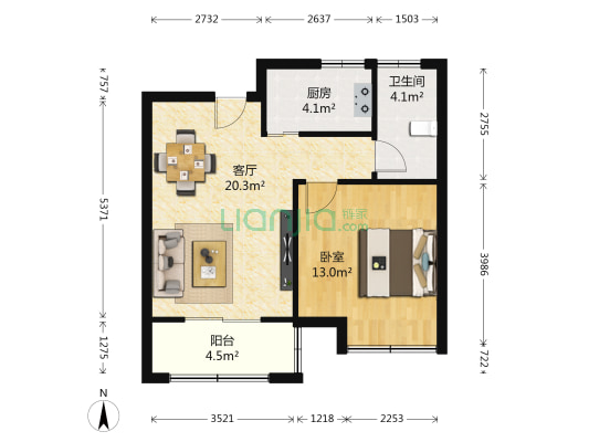 蓝海雅苑A区 1室1厅1卫 62平方