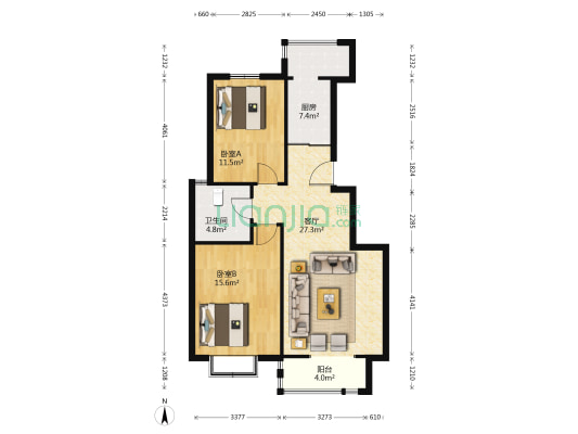 盛世豪庭二期 2室1厅1卫 94平方
