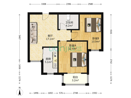 鑫港园 2室1厅1卫 72平方