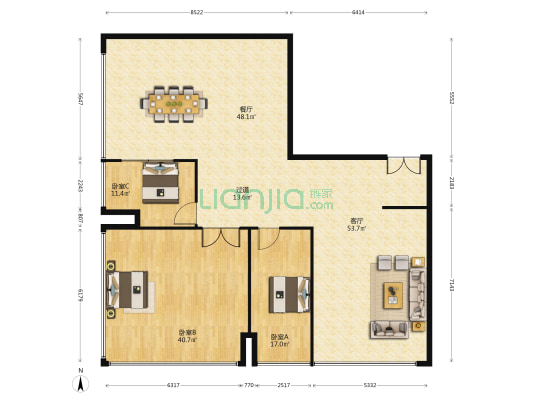 远洋广场 3室2厅0卫 308平方