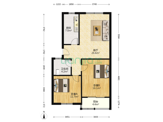 常青花园四小区 2室1厅1卫 82平方