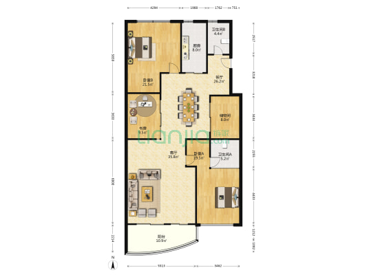 好望城 3室2厅2卫 186平方