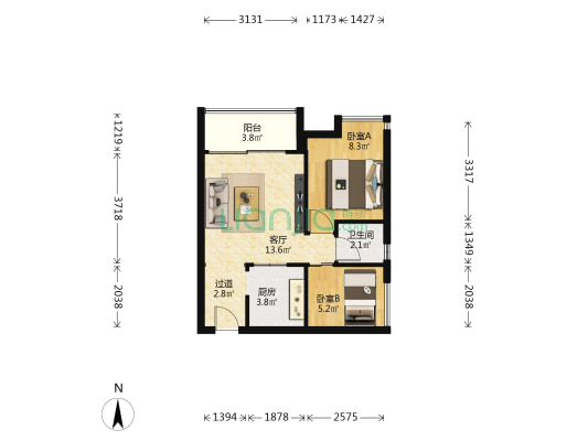 东雅兰院 2室1厅1卫 52平方