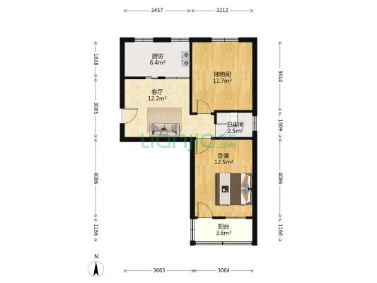 惠日桥小区 1室1厅1卫 58平方
