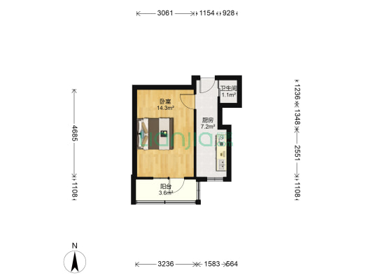 荣强里 1室0厅1卫 42平方
