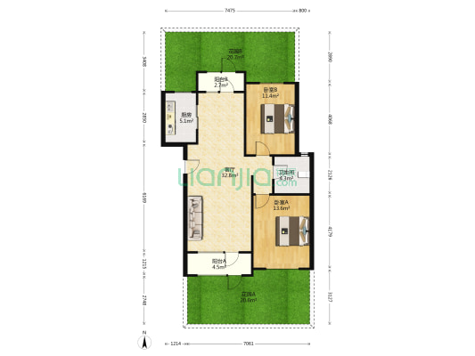 万科溪之谷2.1期 2室1厅1卫 91平方