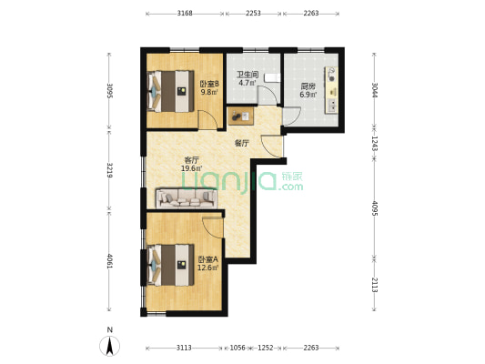 原水小区 2室1厅1卫 69平方
