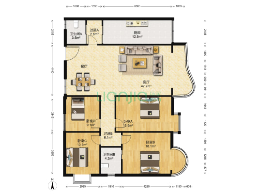 金枫府邸 4室1厅2卫 154平方