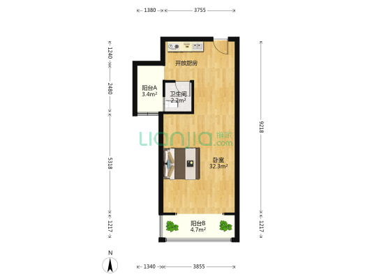 金河大厦 1室0厅1卫 52平方