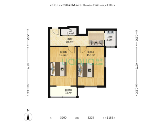 天庆里 2室1厅1卫 55平方